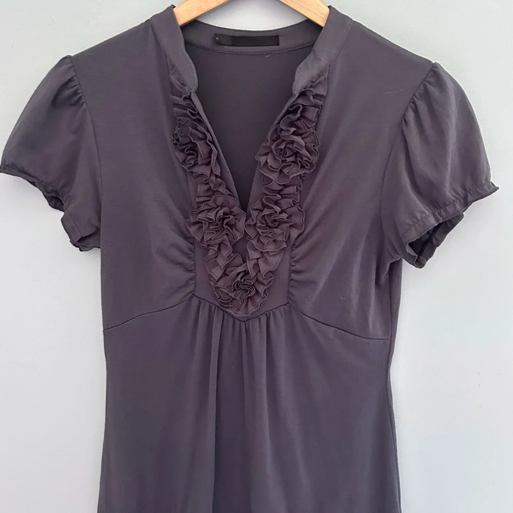 Y2K Vintage Ruffled Babydoll Top Purple Gray Size Medium - Picture 7 of 12